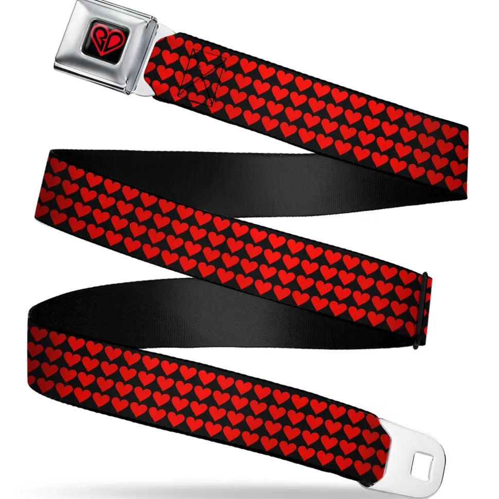 BD Heart Logo Full Color Black/Red Seatbelt Belt - Mini Hearts Black/Red Webbing