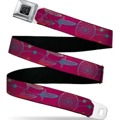 BD Wings Logo CLOSE-UP Black/Silver Seatbelt Belt - Dream Catcher Burgundy/Multi Color Fade Webbing
