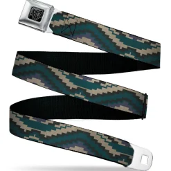 BD Wings Logo CLOSE-UP Black/Silver Seatbelt Belt - Geometric Chevron Gray/Blue/Purple Webbing