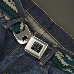 BD Wings Logo CLOSE-UP Black/Silver Seatbelt Belt - Geometric Chevron Gray/Blue/Purple Webbing