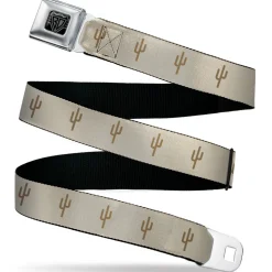 BD Wings Logo CLOSE-UP Black/Silver Seatbelt Belt - Cacti2 Tans Webbing