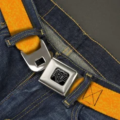 BD Wings Logo CLOSE-UP Black/Silver Seatbelt Belt - Heather2 Yellows Webbing