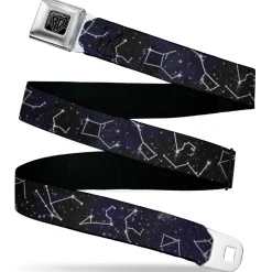 BD Wings Logo CLOSE-UP Black/Silver Seatbelt Belt - Constellations-14 Galaxy/White Webbing