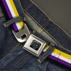 BD Wings Logo CLOSE-UP Black/Silver Seatbelt Belt - Flag Non-Binary Stripe Webbing