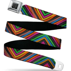 BD Wings Logo CLOSE-UP Black/Silver Seatbelt Belt - Chevron Freehand CLOSE-UP Multi Color Webbing