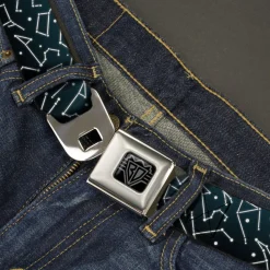 BD Wings Logo CLOSE-UP Black/Silver Seatbelt Belt - Constellations Scattered Midnight Blue/White Webbing