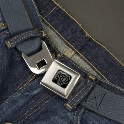BD Wings Logo CLOSE-UP Black/Silver Seatbelt Belt - Black Panel Webbing
