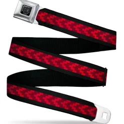 BD Wings Logo CLOSE-UP Black/Silver Seatbelt Belt - Chevron 8-Bit Black/Reds Webbing