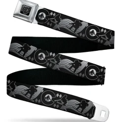 BD Wings Logo CLOSE-UP Black/Silver Seatbelt Belt - Colorado Skier/Snowboarder Black/White/Grays Webbing