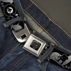 BD Wings Logo CLOSE-UP Black/Silver Seatbelt Belt - Colorado Skier/Snowboarder Black/White/Grays Webbing