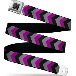 BD Wings Logo CLOSE-UP Black/Silver Seatbelt Belt - Chevron Purple/Black/Gray Webbing