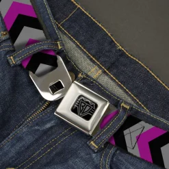 BD Wings Logo CLOSE-UP Black/Silver Seatbelt Belt - Chevron Purple/Black/Gray Webbing