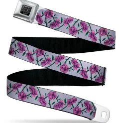 BD Wings Logo CLOSE-UP Black/Silver Seatbelt Belt - Floral Chain Gray Webbing