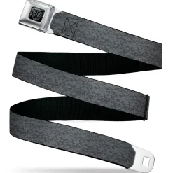 BD Wings Logo CLOSE-UP Black/Silver Seatbelt Belt - Heather2 Grays Webbing