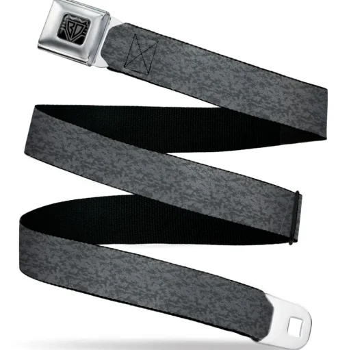 BD Wings Logo CLOSE-UP Black/Silver Seatbelt Belt - Heather2 Grays Webbing