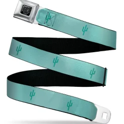 BD Wings Logo CLOSE-UP Black/Silver Seatbelt Belt - Cacti1 Aqua Blues Webbing