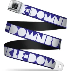 BD Wings Logo CLOSE-UP Full Color Black Silver Seatbelt Belt - BUCKLE-DOWN Shapes Blue/White Webbing