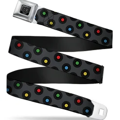BD Wings Logo CLOSE-UP Full Color Black Silver Seatbelt Belt - Vinyl Records Gray/Black/Mutli Color Webbing