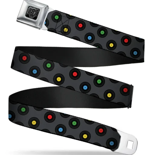 BD Wings Logo CLOSE-UP Full Color Black Silver Seatbelt Belt - Vinyl Records Gray/Black/Mutli Color Webbing
