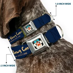 Beach Dawg Care Paw Logo Full Color Black Seatbelt Buckle Collar - BEACH DAWG CARE ALL DOGS ARE EQUAL Navy/Oange