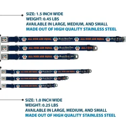 Beach Dawg Care Paw Logo Full Color Black Seatbelt Buckle Collar - BEACH DAWG CARE ALL DOGS ARE EQUAL Navy/Oange