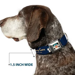 Beach Dawg Care Paw Logo Full Color Black Seatbelt Buckle Collar - BEACH DAWG CARE ALL DOGS ARE EQUAL Navy/Oange