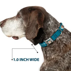 Beach Dawg Care Paw Logo Full Color Black Seatbelt Buckle Collar - BEACH DAWG CARE ALL DOGS ARE EQUAL Turquoise/White