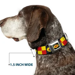 BEAVIS AND BUTT-HEAD Title Logo Full Color Black/Yellow/Red Seatbelt Buckle Collar - BEAVIS AND BUTT-HEAD Title Logo Checker Black/Red/Yellow