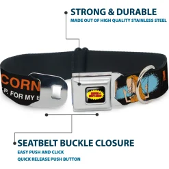 BEAVIS AND BUTT-HEAD Title Logo Full Color Black/Yellow/Red Seatbelt Buckle Collar - Beavis and Butt-Head I AM CORNHOLIO Pose Black/Orange/White