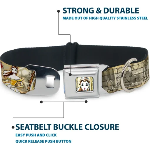 Belle Face Sketch Full Color Light Yellow Seatbelt Buckle Collar - Belle Sketch Poses/Story Script