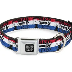 BETTY BOOP Text Heart Logo Full Color Black/White Seatbelt Buckle Collar - Betty Boop RED WHITE & BOOP Pose Americana Stripe Red/White/Blue/Black