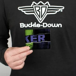 Bi-Fold Wallet - THE JOKER Smiling Pose and Text Over Eyes Black/Purples/Greens