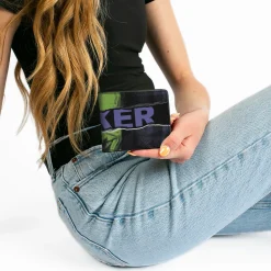 Bi-Fold Wallet - THE JOKER Smiling Pose and Text Over Eyes Black/Purples/Greens