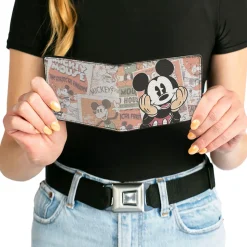 Bi-Fold Wallet - Classic Mickey Sitting Pose CLOSE-UP Stacked Comics