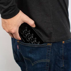 Bi-Fold Wallet - GRATEFUL DEAD Steal Your Face Logo Dancing Skeletons Black Gray Red White Blue