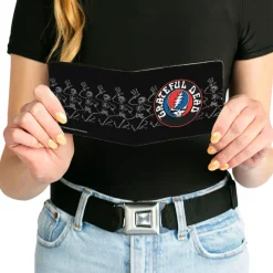 Bi-Fold Wallet - GRATEFUL DEAD Steal Your Face Logo Dancing Skeletons Black Gray Red White Blue