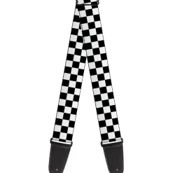 Black and White Checkered Guitar Strap