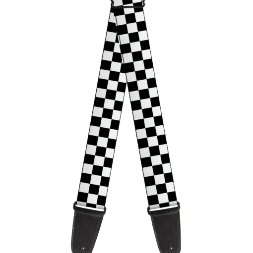 Black and White Checkered Guitar Strap