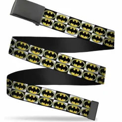 Black Buckle Web Belt - Batman Shield Checkers Webbing