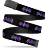 Black Buckle Web Belt - Batman Signal Black/Purple Plaid Webbing