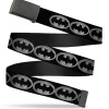 Black Buckle Web Belt - Batman Shield Black/Silver Webbing