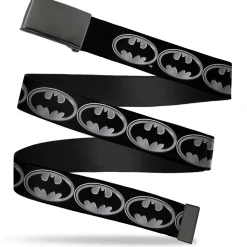 Black Buckle Web Belt - Batman Shield Black/Silver Webbing