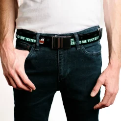 Black Buckle Web Belt - Big Bang Theory Logo I'M NOT CRAZY, MY MOTHER HAD ME TESTED! Webbing