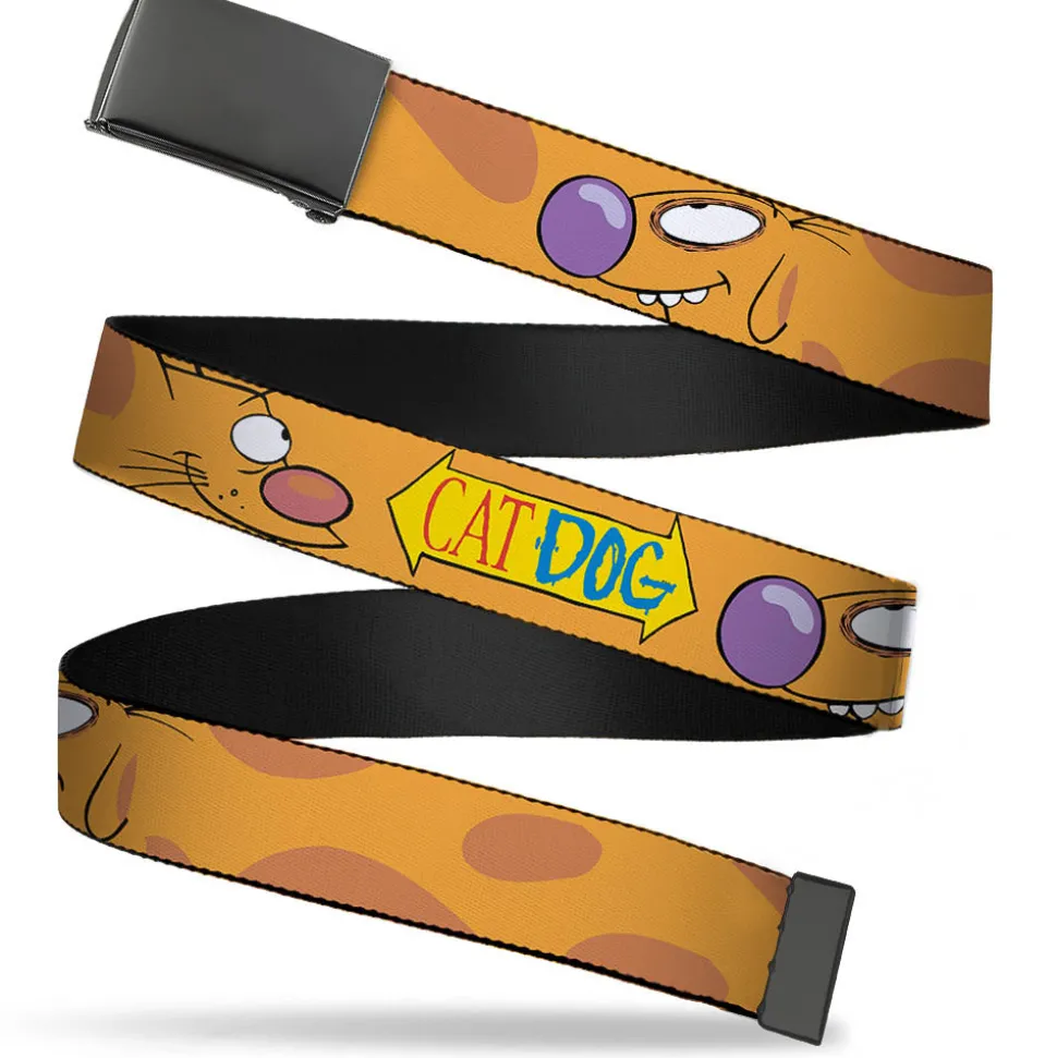 Black Buckle Web Belt - CatDog Stretch/CATDOG Logo Webbing