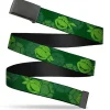 Black Buckle Web Belt - Classic Teenage Mutant Ninja Turtles Turtle Faces2 Greens Webbing