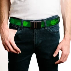 Black Buckle Web Belt - Classic Teenage Mutant Ninja Turtles Turtle Faces2 Greens Webbing