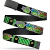 Black Buckle Web Belt - Classic Teenage Mutant Ninja Turtles Group Faces/TMNT/Ninja Star Black/Green Webbing