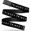 Black Buckle Web Belt - FRIENDS-THE TELEVISION SERIES Logo Black/White/Multi Color Webbing