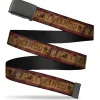 Black Buckle Web Belt - GRYFFINDOR Crest/Banner Weathered Burgundy/Tan Webbing