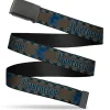 Black Buckle Web Belt - Harry Potter RAVENCLAW/Eagle Checker Stripe Grays/Blues/Black Webbing